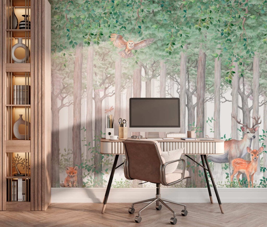 A group of animals in a forest A group of animals in a forest