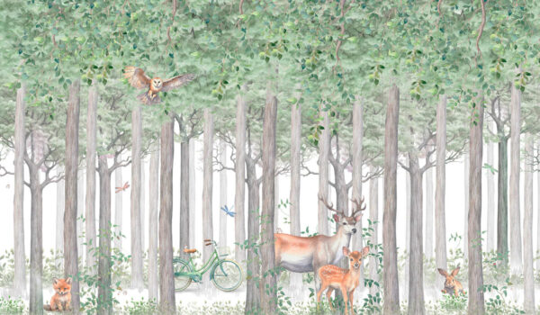 A group of animals in a forest A group of animals in a forest