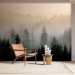 Fototapeta Mglisty las z drzewami