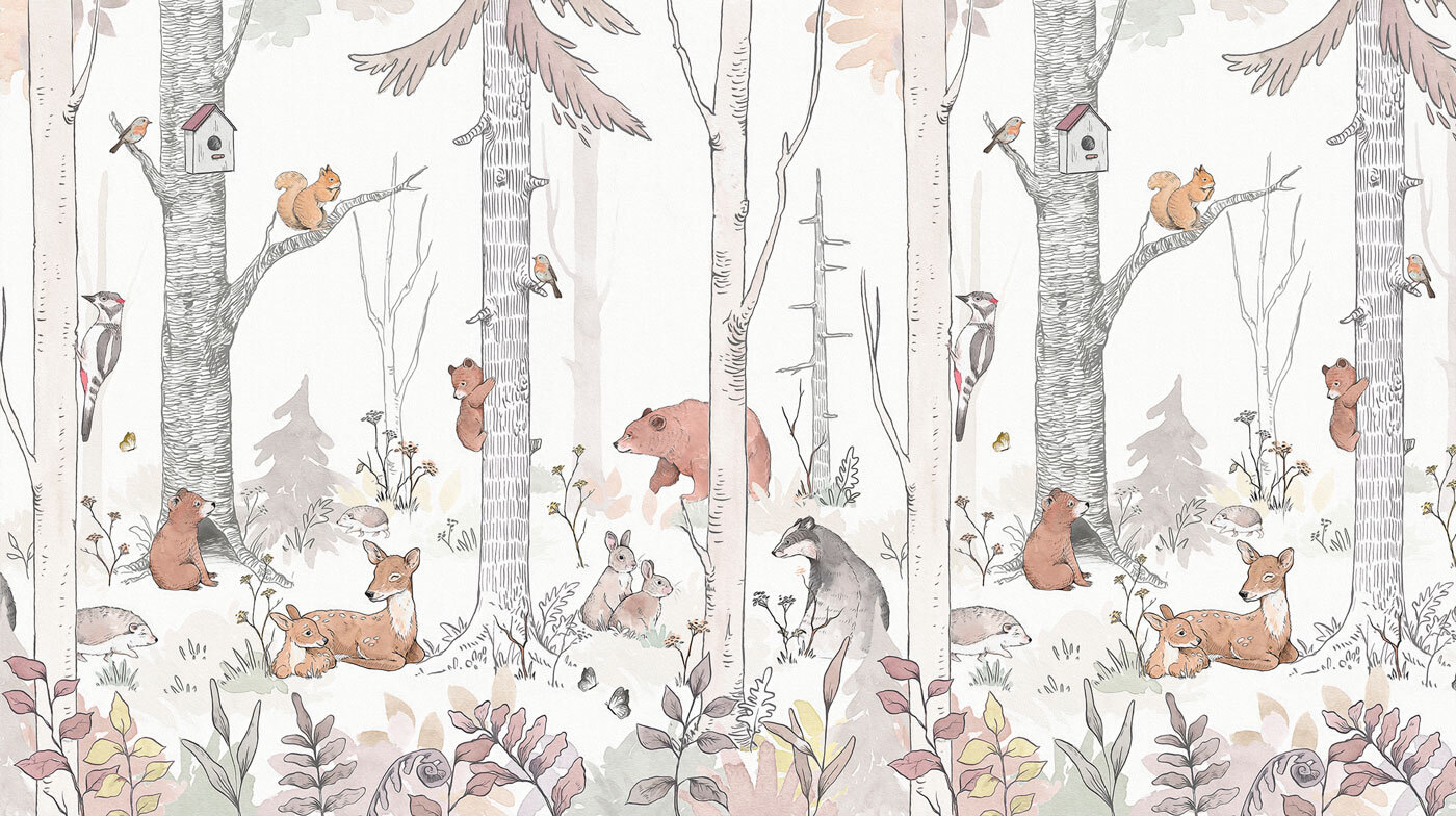 A group of animals in a forest