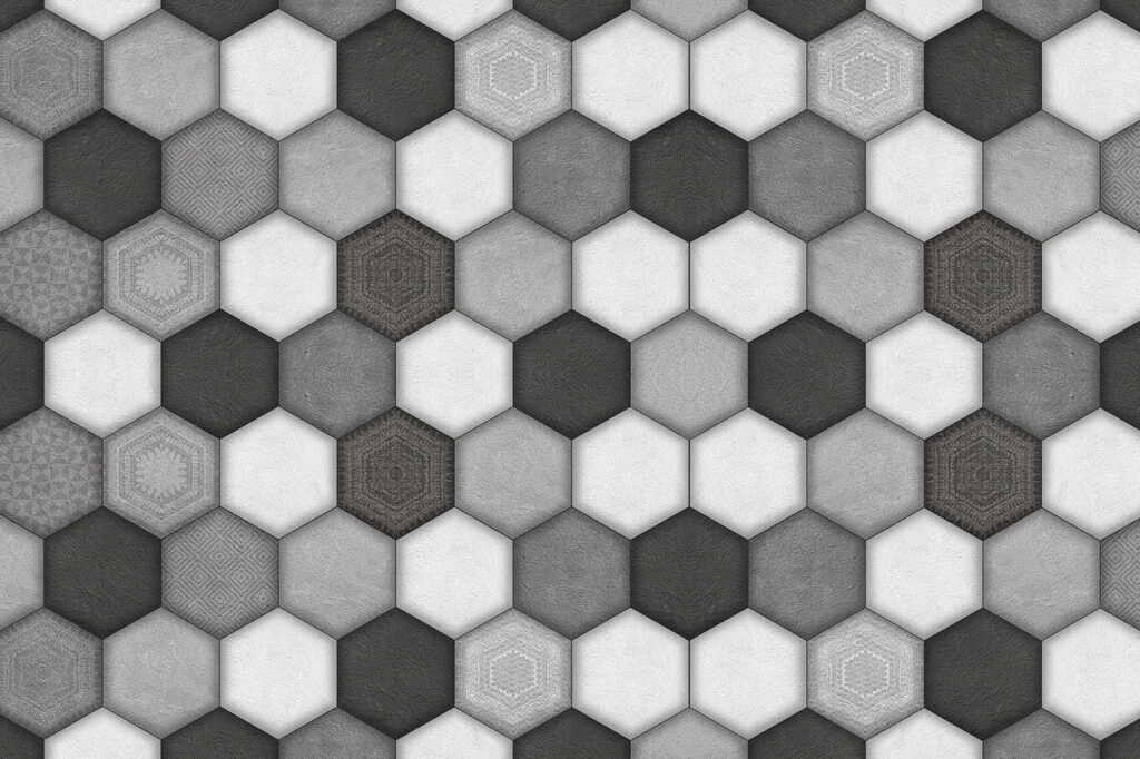 Geometryczny sześciokątny wzór w skali szarości Geometryczny sześciokątny wzór w skali szarości