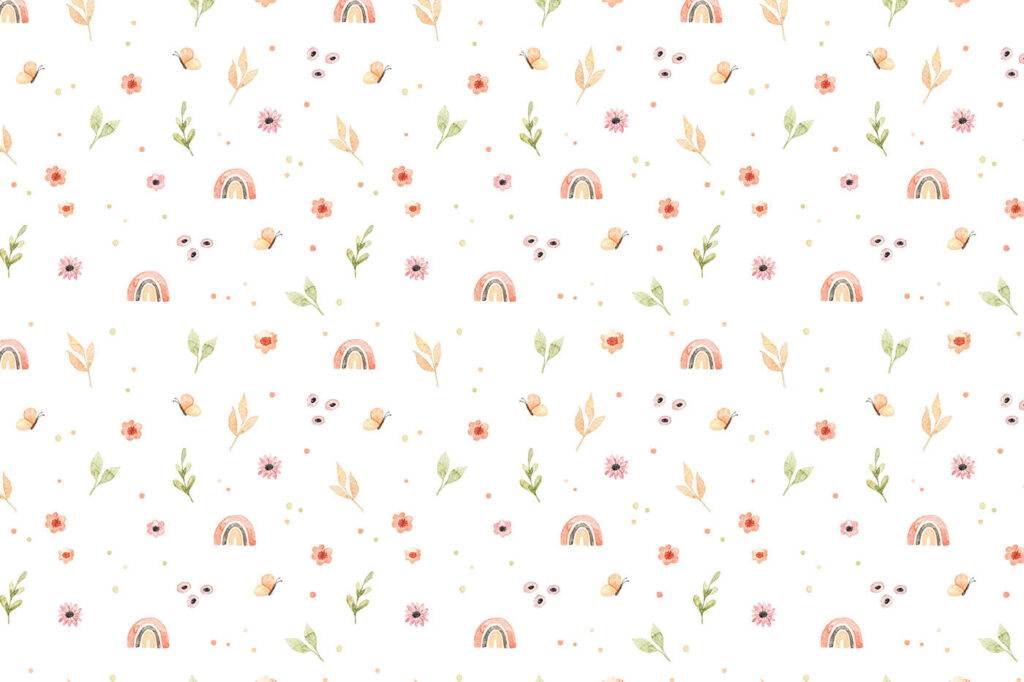 Pattern of flowers and rainbows Pattern of flowers and rainbows