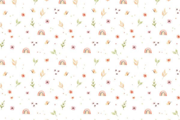 Pattern of flowers and rainbows Pattern of flowers and rainbows
