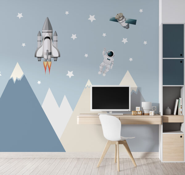 Prom kosmiczny i astronauta na niebie Prom kosmiczny i astronauta na niebie