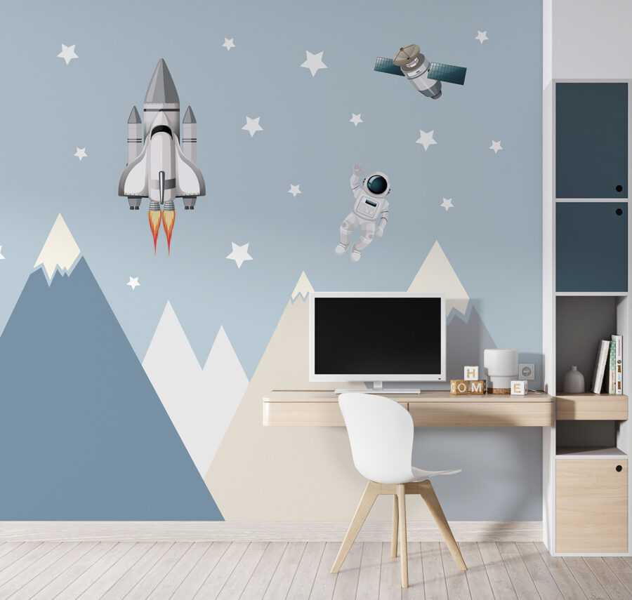 Prom kosmiczny i astronauta na niebie