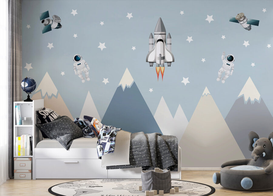 Prom kosmiczny i astronauta na niebie