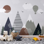 Fototapeta Krajobraz z drzewami i górami