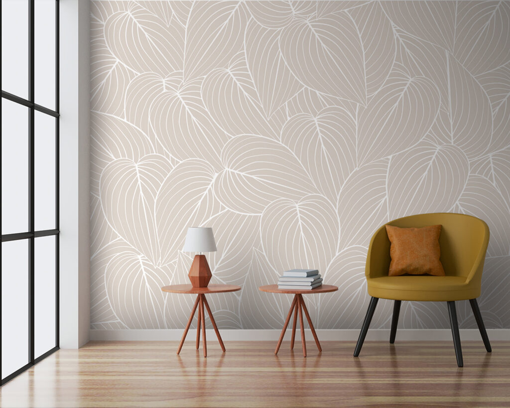 Pattern of leaves on a beige background