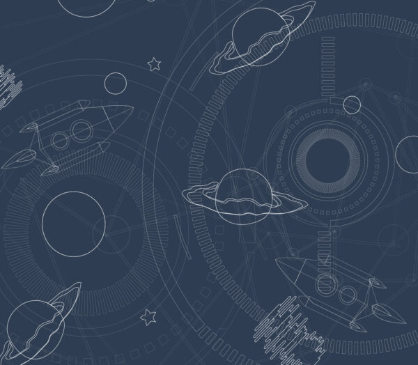 Niebieskie i białe tło z planetami i gwiazdami Niebieskie i białe tło z planetami i gwiazdami
