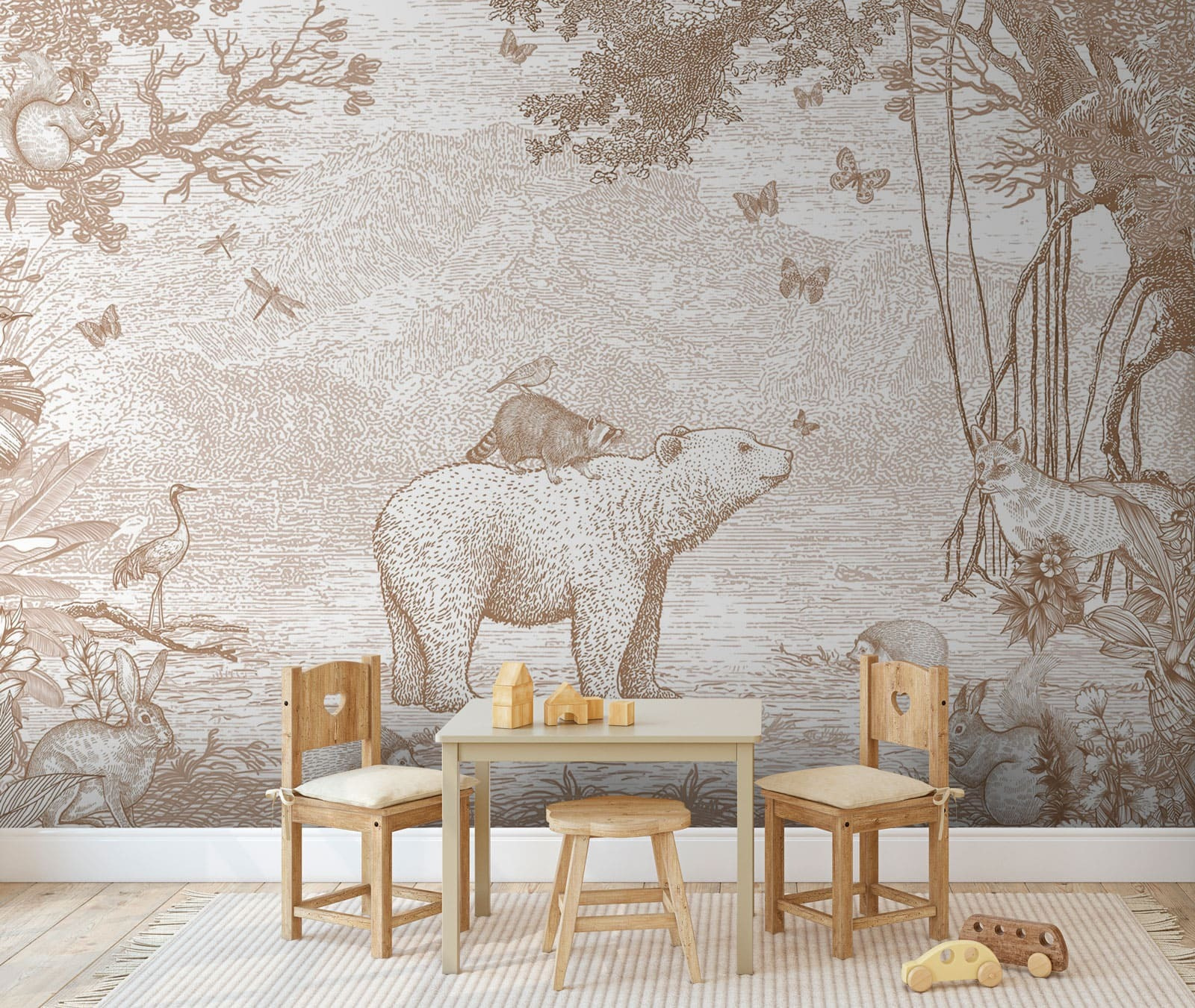 Bear and animals in a forest