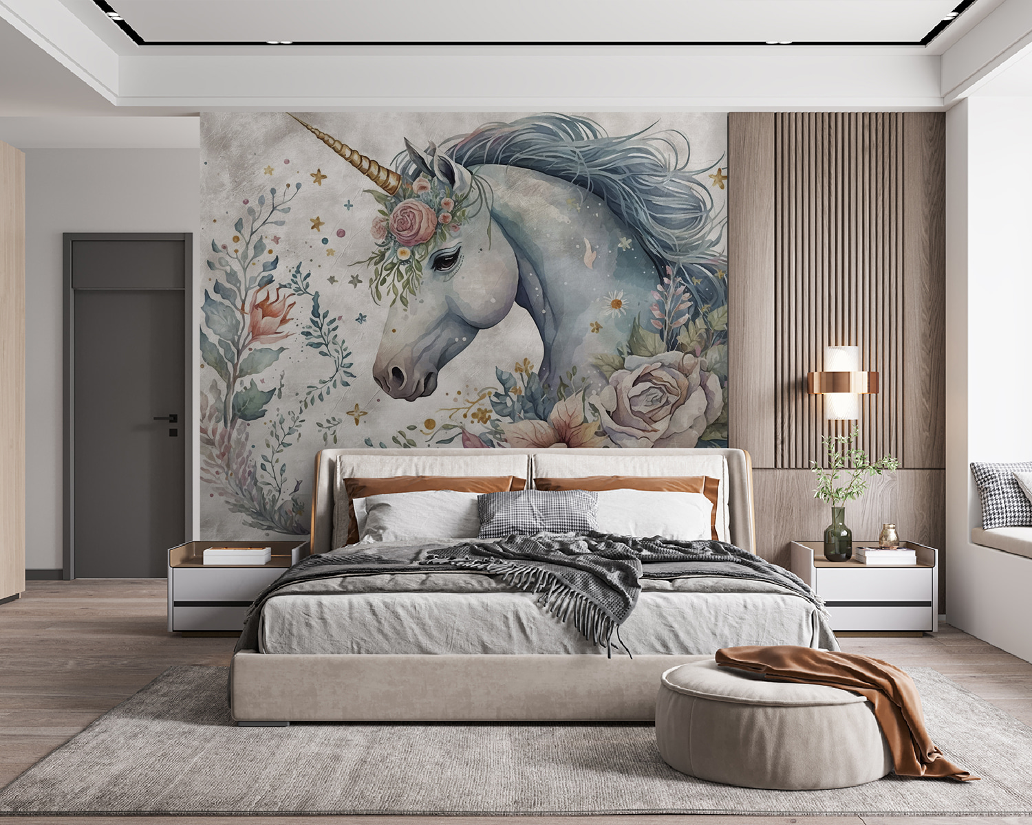 Unicorn with flowers and leaves Unicorn with flowers and leaves