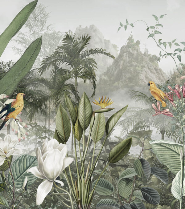 Group of plants and birds Group of plants and birds