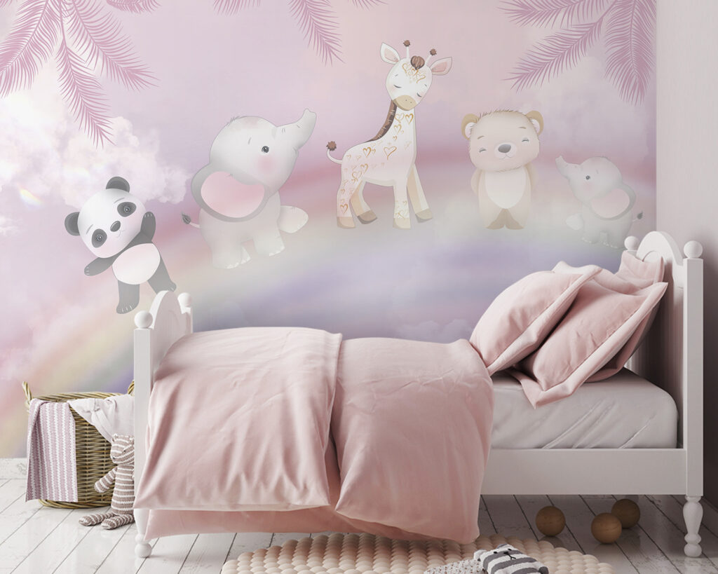 Group of animals on a rainbow Group of animals on a rainbow