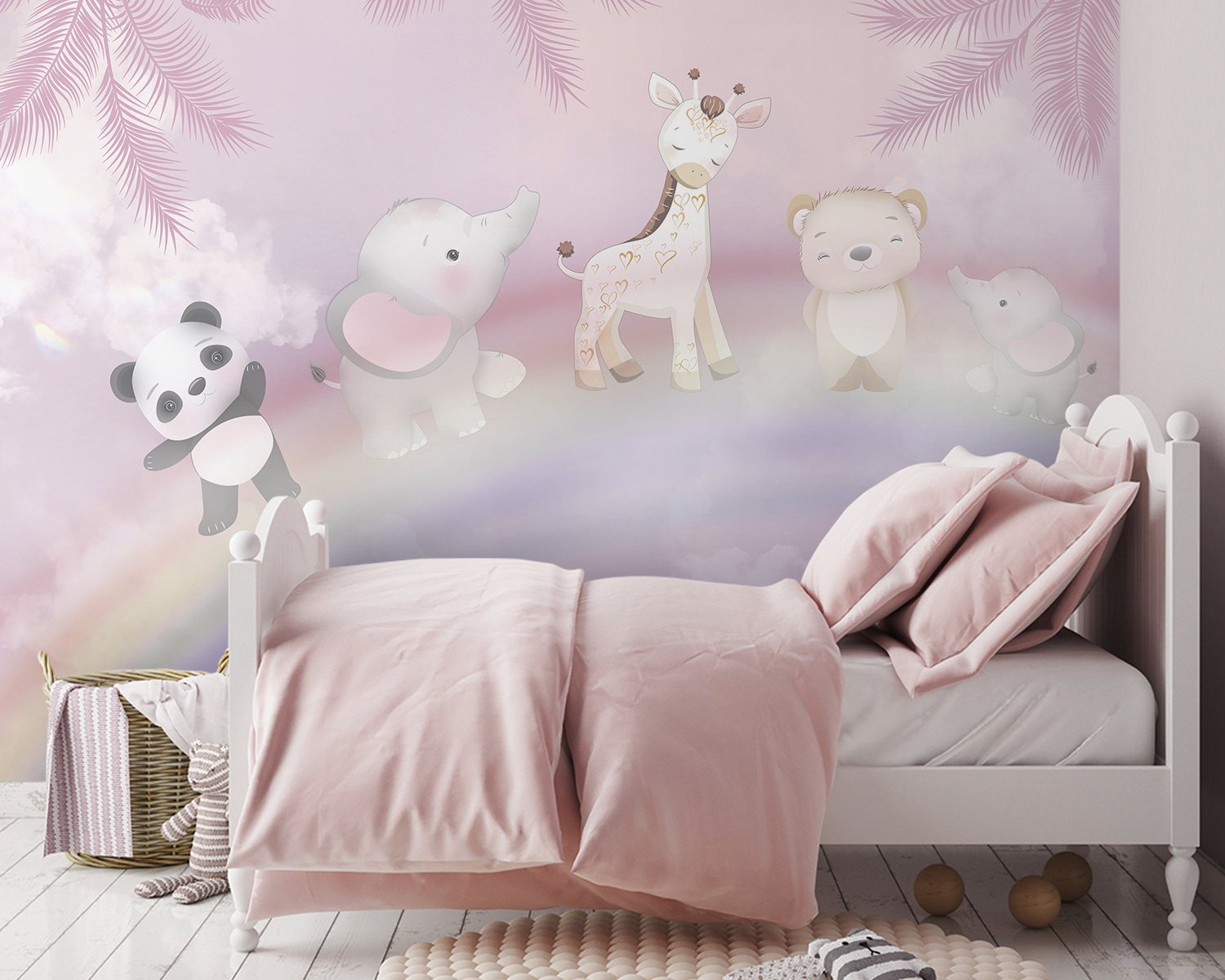 Group of animals on a rainbow Group of animals on a rainbow