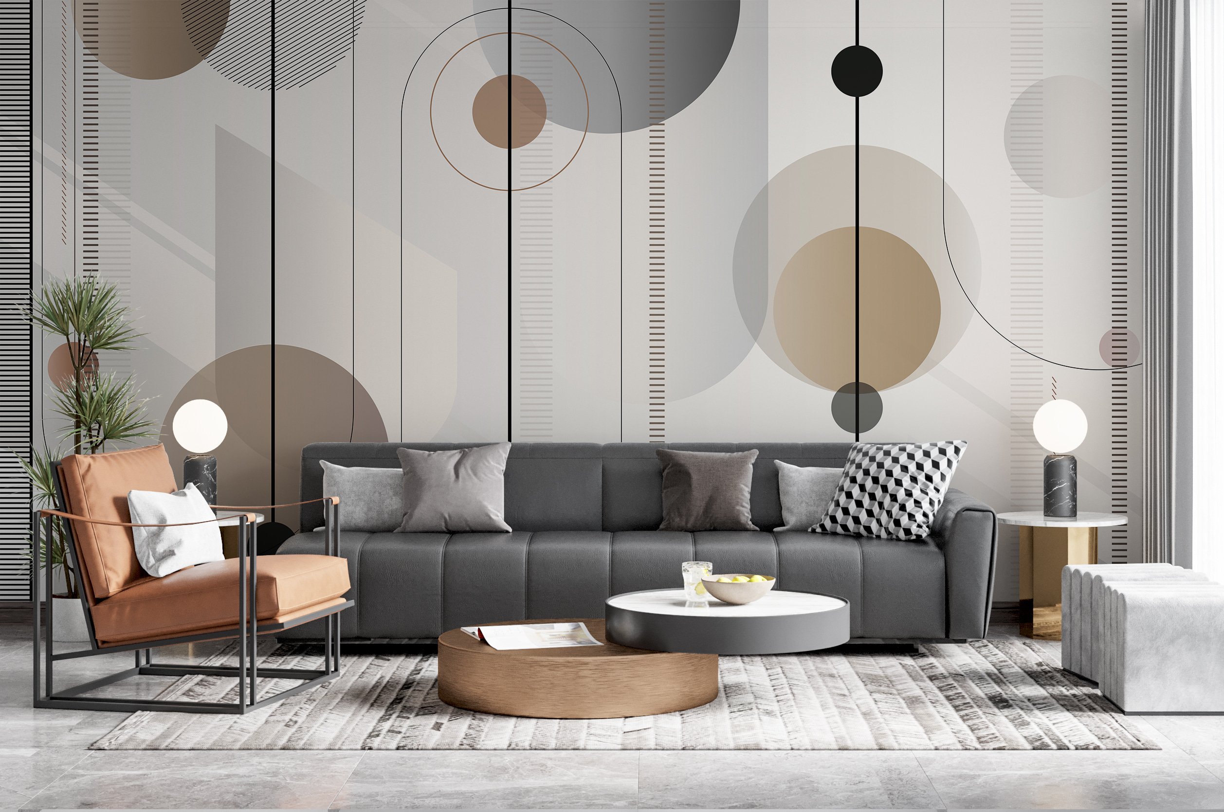 Abstract geometric shapes in soft tones