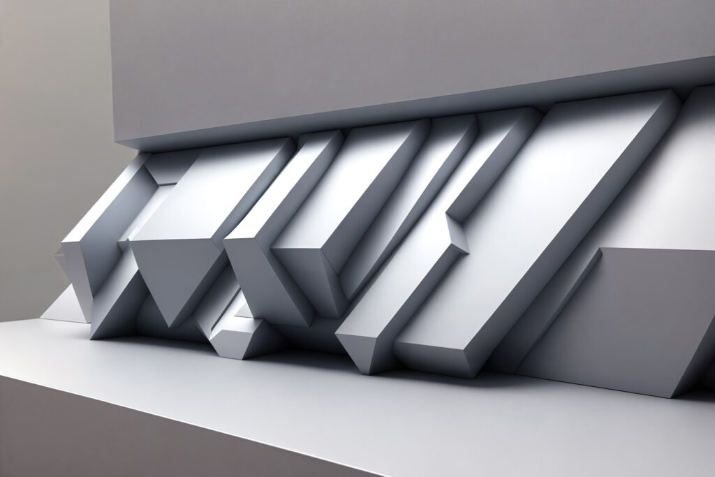 Biała ściana z geometrycznymi kształtami Biała ściana z geometrycznymi kształtami