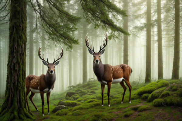 Two deer in a forest