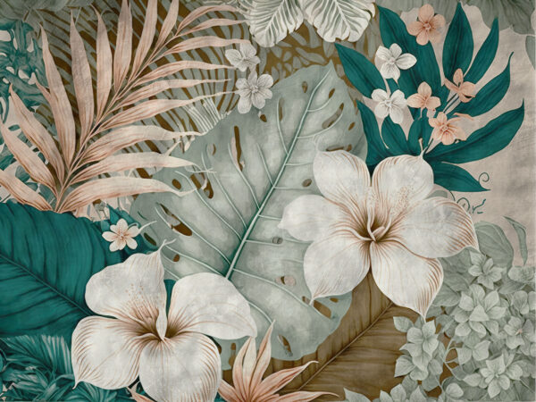 Tropical foliage and floral arrangement