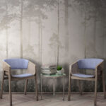 Fototapeta Mglisty las z wysokimi drzewami