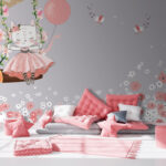 Fototapeta Kreskówka przedstawiająca kota na huśtawce