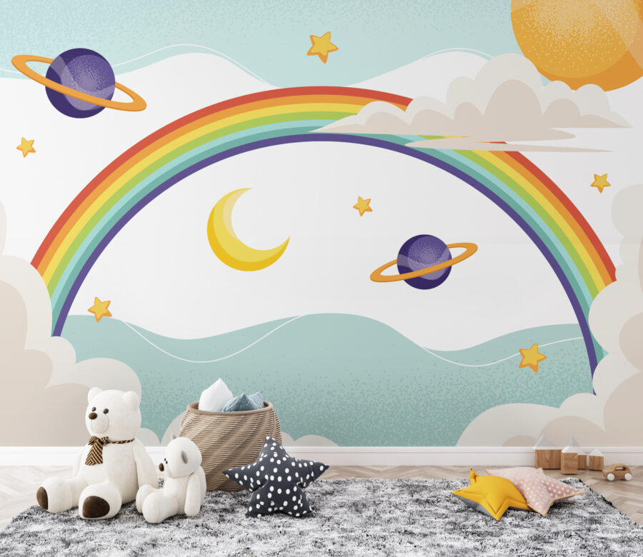 Tęcza z planetami i gwiazdami