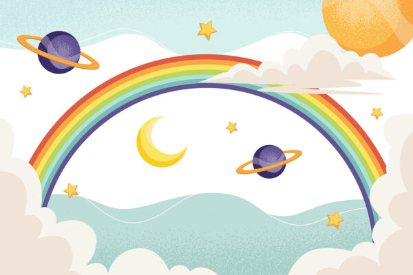 Tęcza z planetami i gwiazdami Tęcza z planetami i gwiazdami