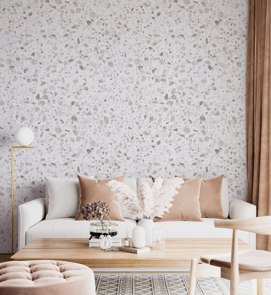 White and gray speckled surface