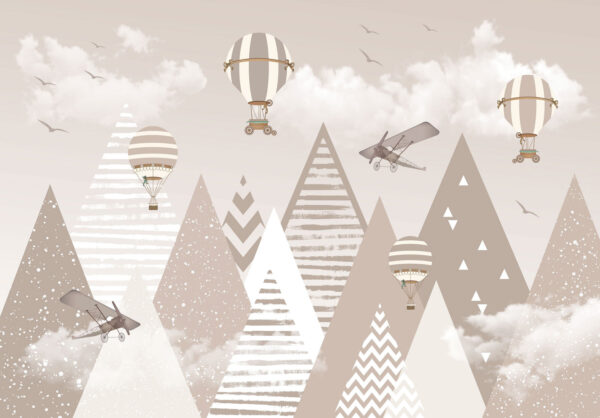 Wallpaper with mountains and airplanes