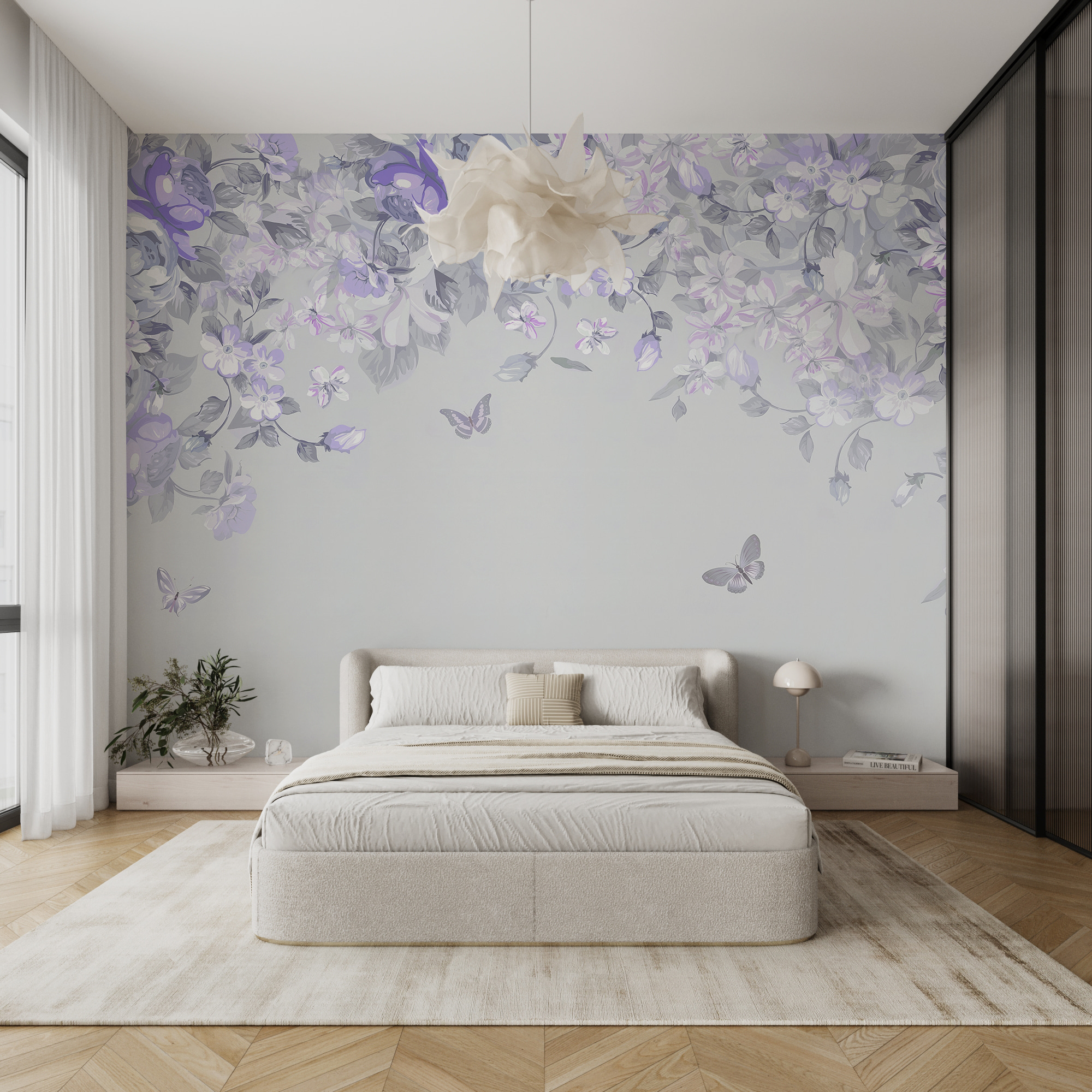 A floral design with butterflies