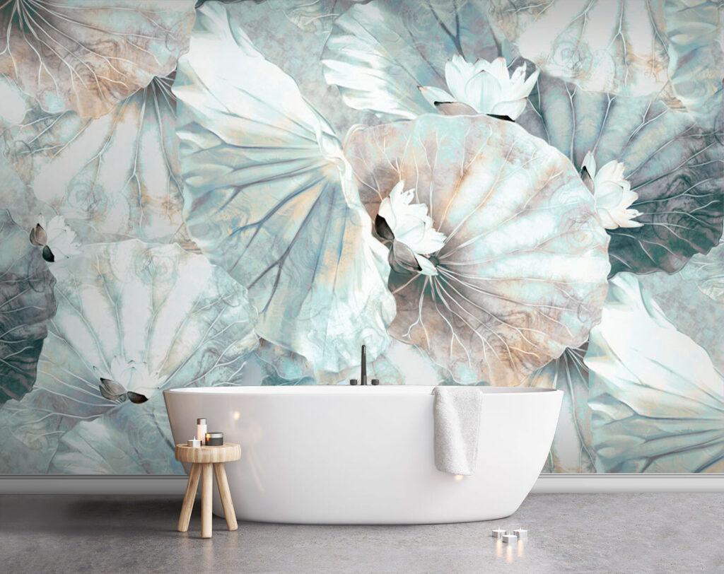 Elegant lilies on soft water leaves