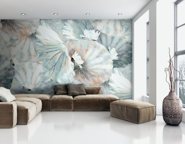 Elegant lilies on soft water leaves