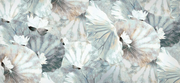 Elegant lilies on soft water leaves