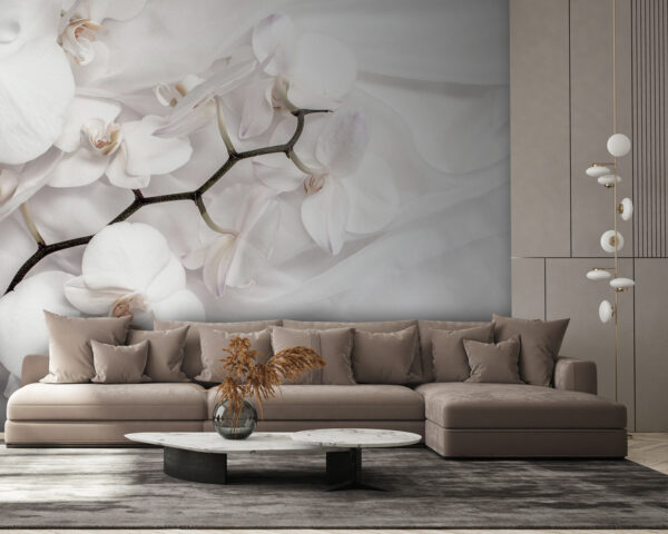 Białe orchidee na białym materiale u94056pig58m 600x480 - Białe orchidee na białym materiale
