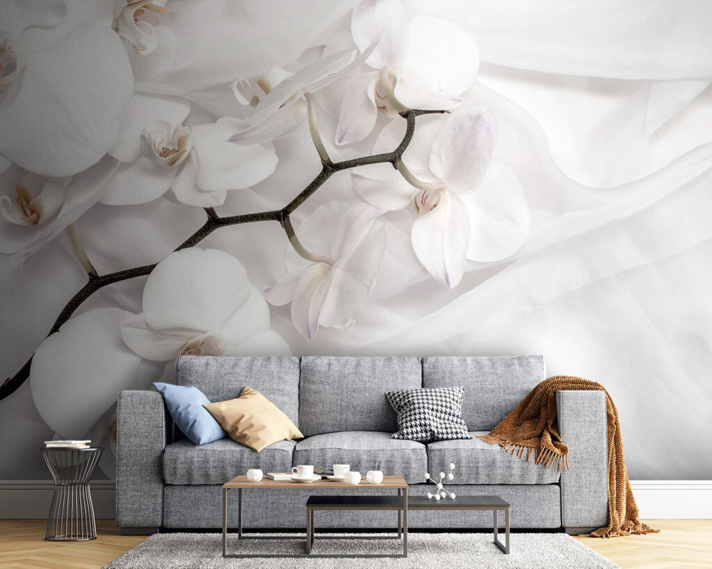 Białe orchidee na białym materiale u94056pig54 1024x819 - Białe orchidee na białym materiale