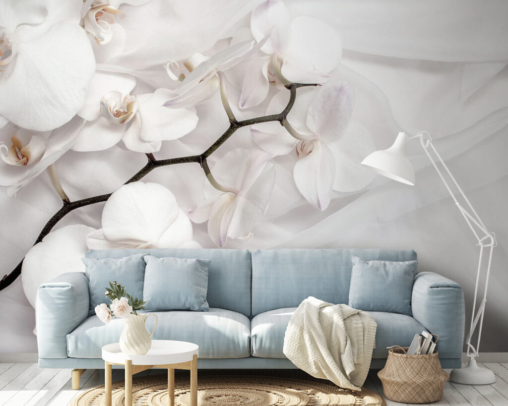 Białe orchidee na białym materiale u94056pig14 1024x819 - Białe orchidee na białym materiale