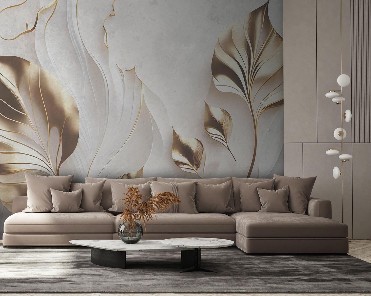 Elegant leaves on a textured background