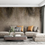 Fototapeta Liście palmowe na teksturowanym tle