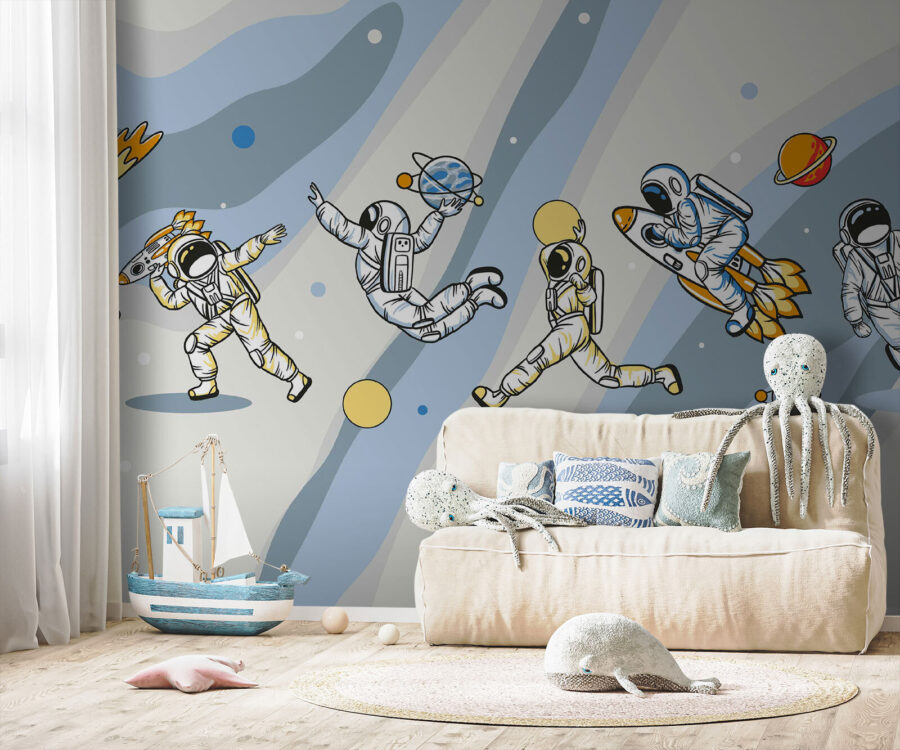 Grupa astronautów w przestrzeni kosmicznej Grupa astronautów w przestrzeni kosmicznej
