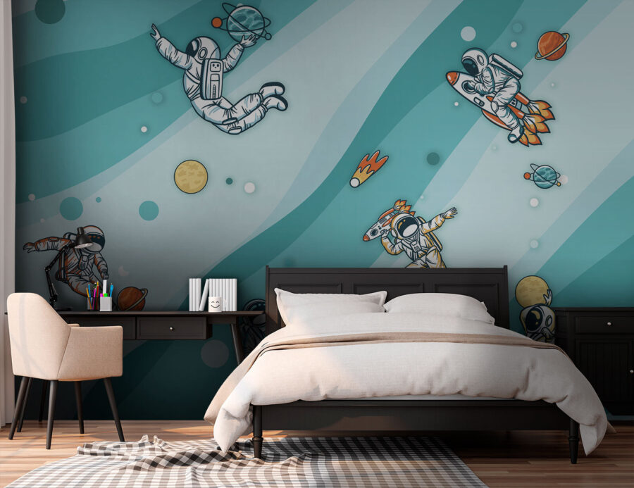 Grupa astronautów w przestrzeni kosmicznej Grupa astronautów w przestrzeni kosmicznej