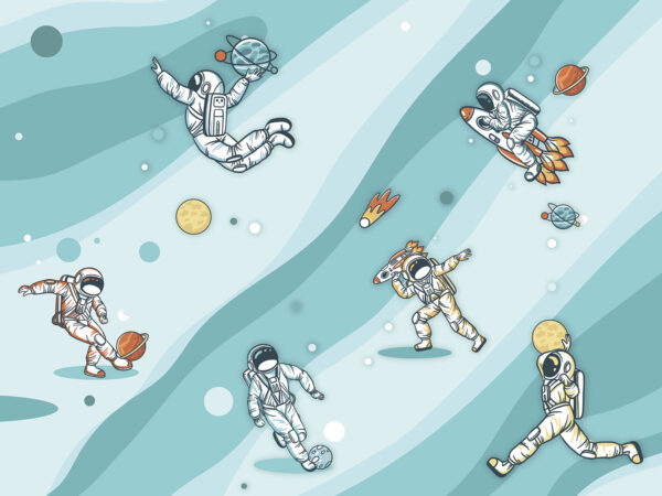 Grupa astronautów w przestrzeni kosmicznej Grupa astronautów w przestrzeni kosmicznej