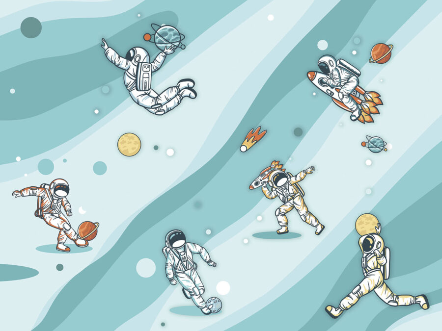 Grupa astronautów w przestrzeni kosmicznej Grupa astronautów w przestrzeni kosmicznej
