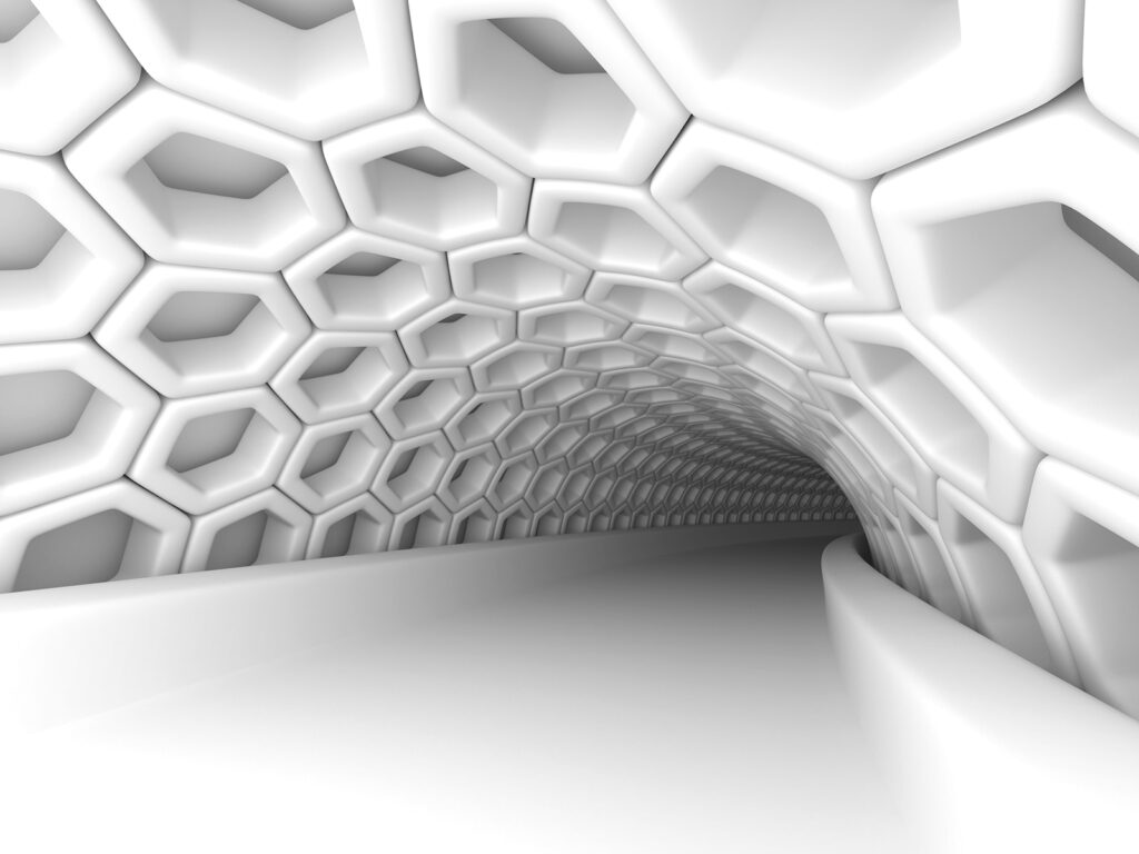 Biały tunel z sześciokątami Biały tunel z sześciokątami