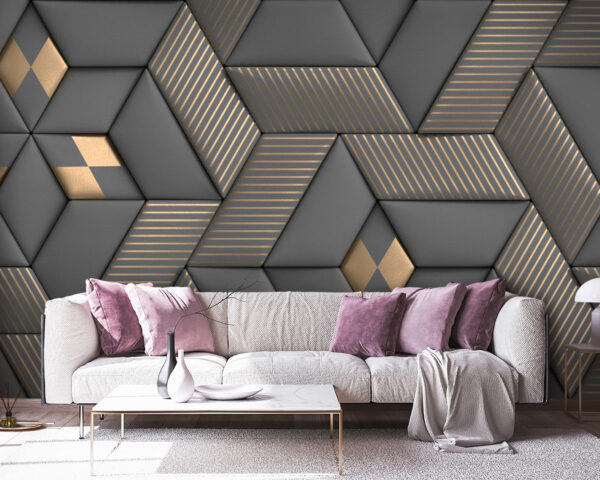 Geometric elegance in grays and brass