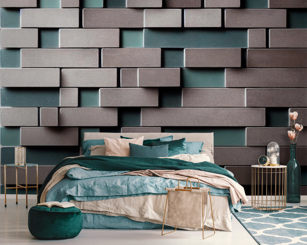 Wall of white and grey bricks