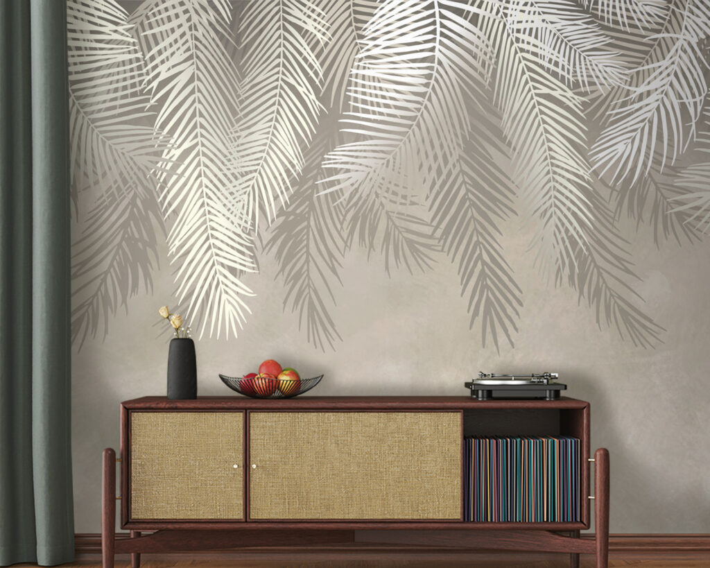 White leaves on a gray background