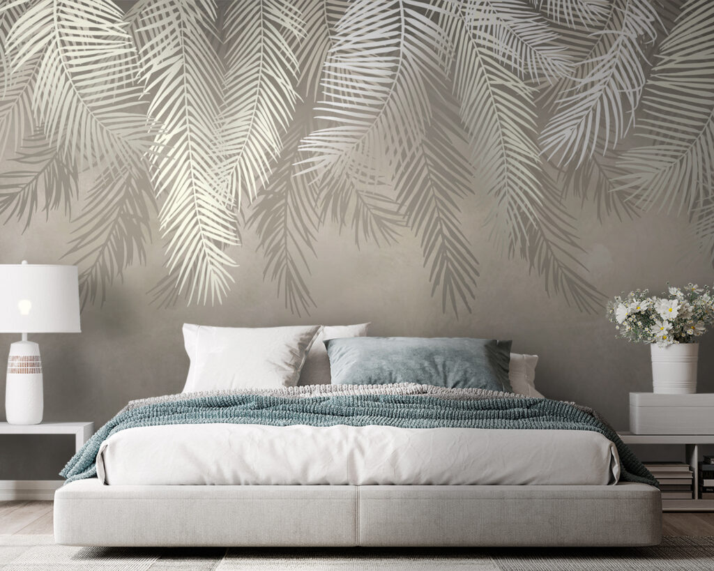 White leaves on a gray background