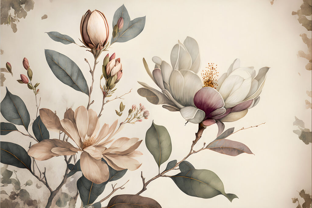 Elegancka magnolia kwitnie w delikatnych odcieniach Elegancka magnolia kwitnie w delikatnych odcieniach