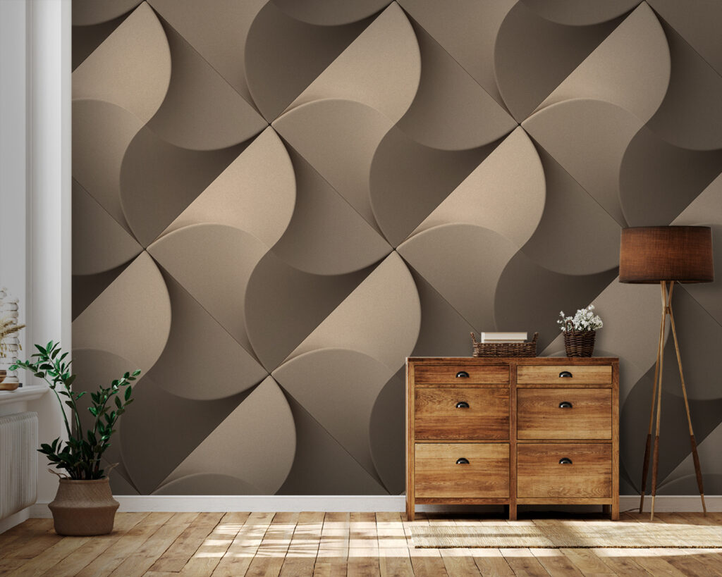 Wall with a pattern of circles and squares