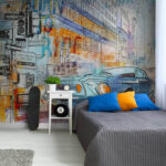 Fototapeta Rysunek samochodu na rogu ulicy