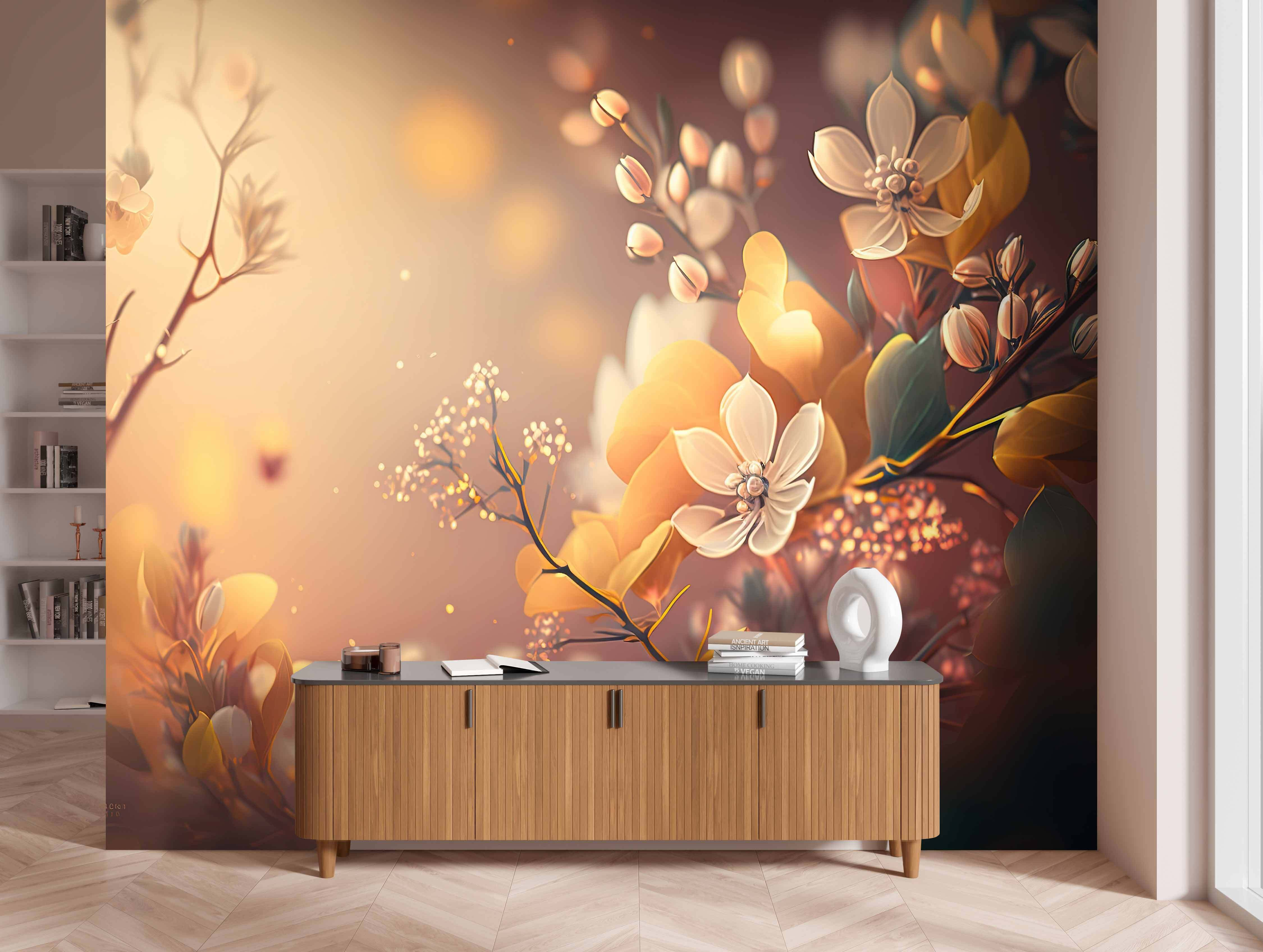 Delicate blooms in soft sunlight